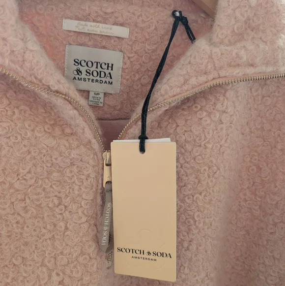 NWT Scotch & Soda Soft Pink Fleece Jacket/Sweater Pullover - Picture 3 of 7